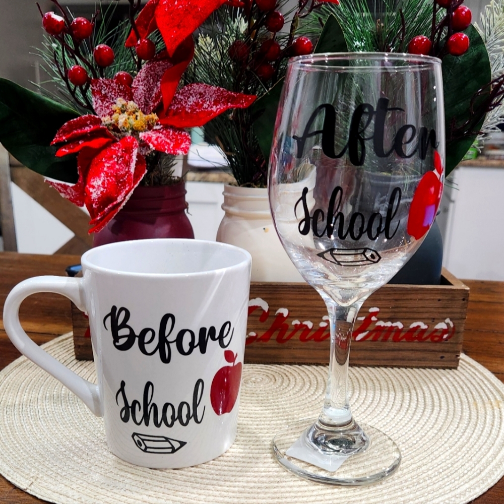 Teacher Gift set Mug and wine glass